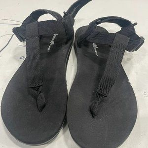 Eddie Bauer women's black adjustable buckle strap thong sandal size 8.5